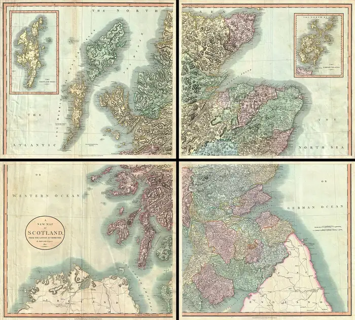 John Cary’s New Map of Scotland, 1801, in four sheets